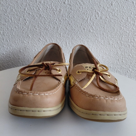 SOLD SOLD SOLD Linen Eyelet Gold/Tan Boat Shoes - Picture 3 of 15